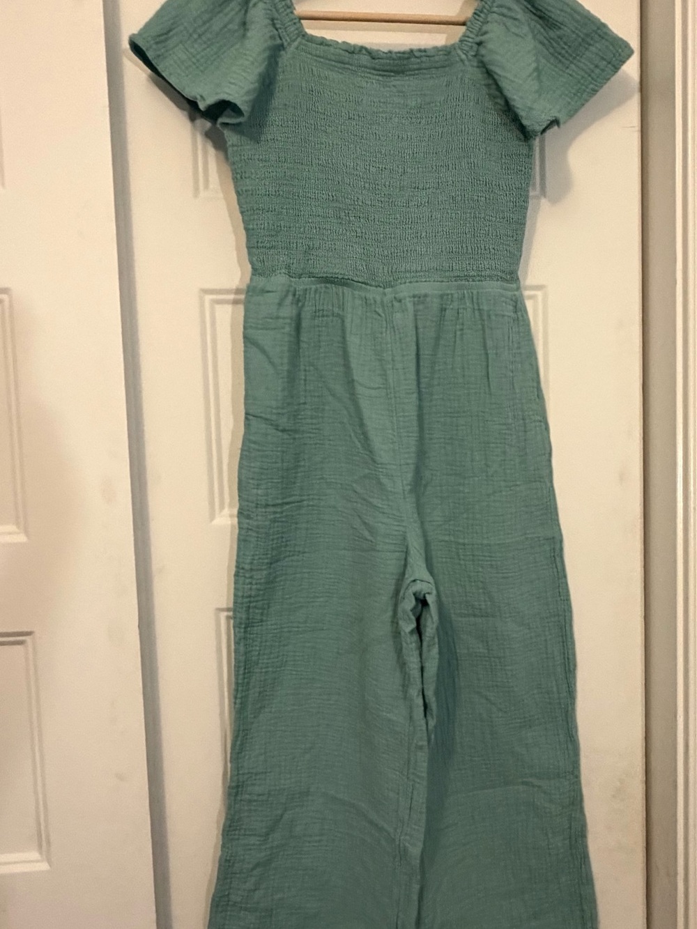 Cat & Jack Seafoam Green Smocked Jumpsuit